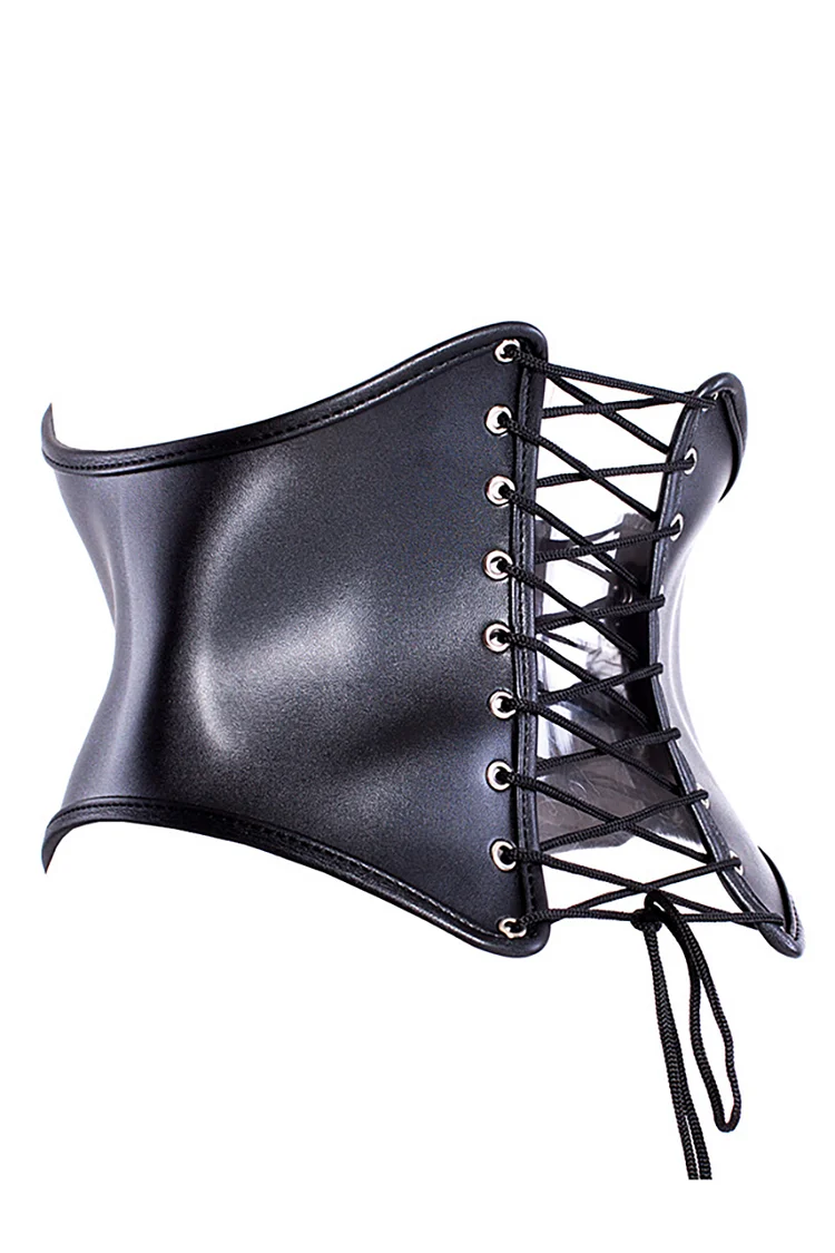 PU Leather Waistcoat Lace-Up Restraint Clothing Adjustable Waist Seal