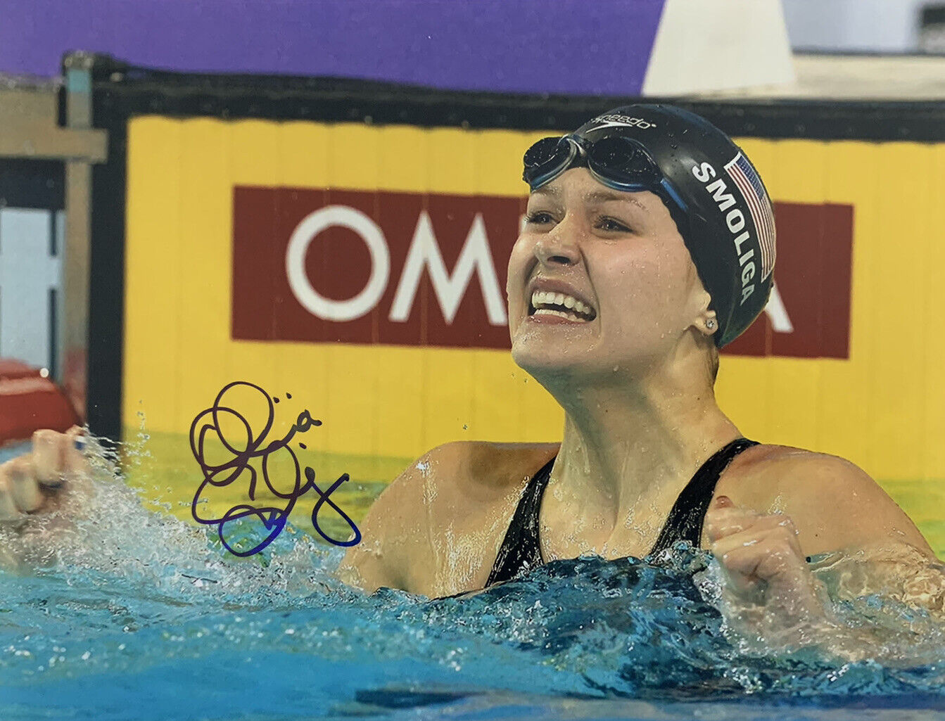 OLIVIA SMOLIGA HAND SIGNED 8x10 Photo Poster painting SWIMMING OLYMPICS AUTHENTIC RARE AUTO