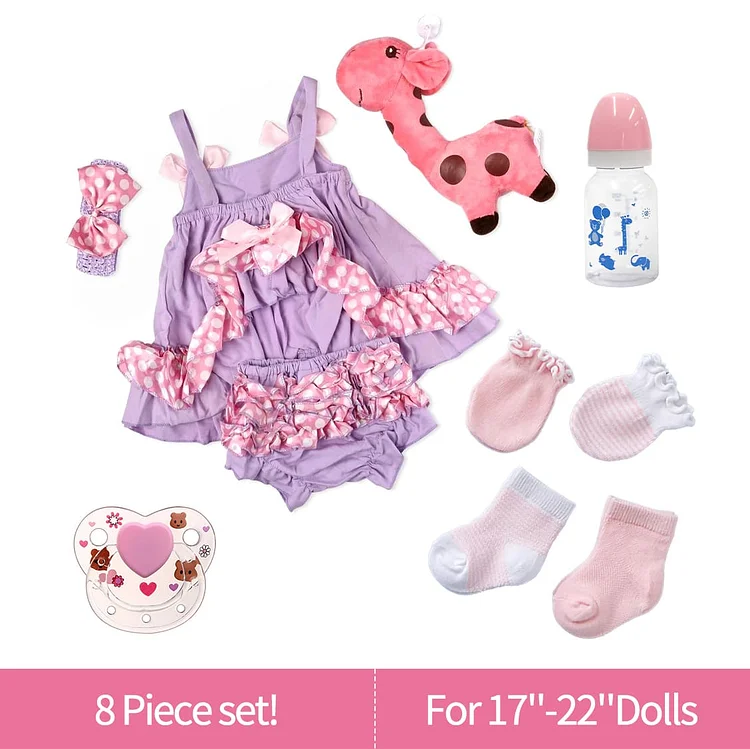 For 17"-22" Doll Adoption Reborn Baby Clothes Bottle Accessories Essentials-8pcs Gift Set C