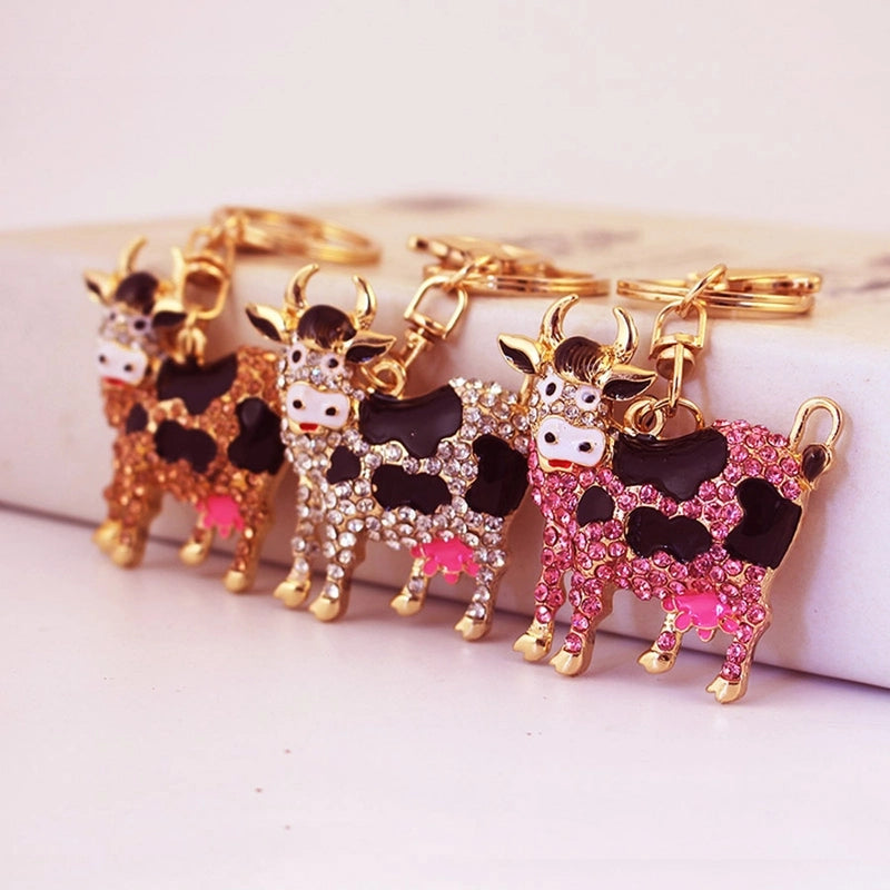Classic Style Cows Alloy Inlay Rhinestones Women's Keychain
