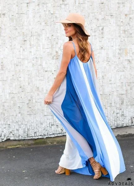 Halter Multi Color Oversize Maxi Dress