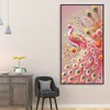 Diamond Painting -DIY Full Round Drill Pink Peacock(70*40 CM)
