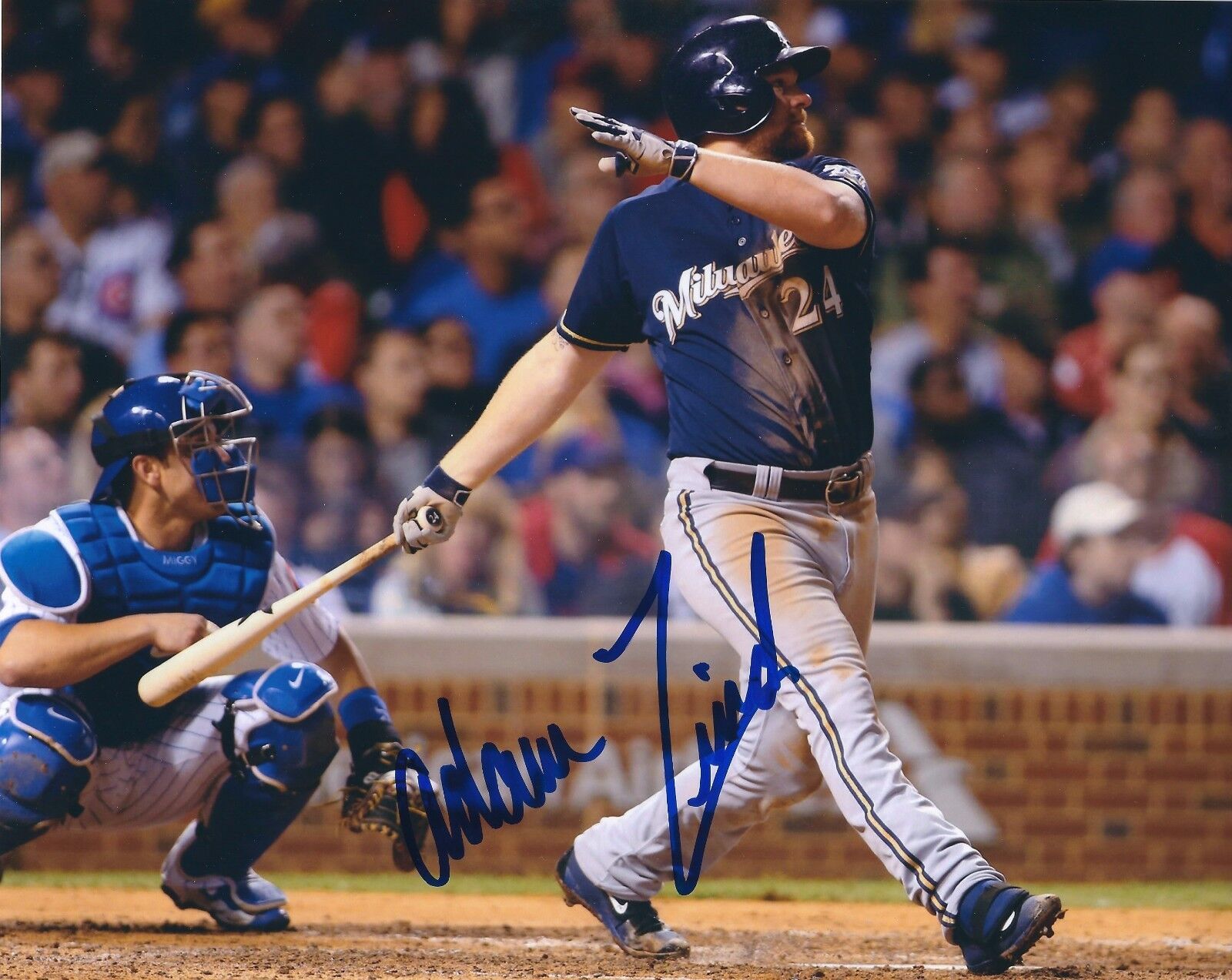 Signed 8x10 ADAM LIND Milwaukee Brewers Autographed Photo Poster painting - COA