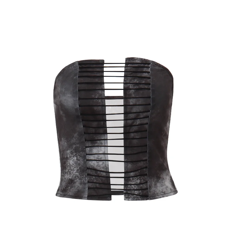 Brownm Brownm Summer Women's Fashion Sexy Hollow Out Royal Sister Pure Desire Wind A Word Shoulder Retro Wipe Chest Vest