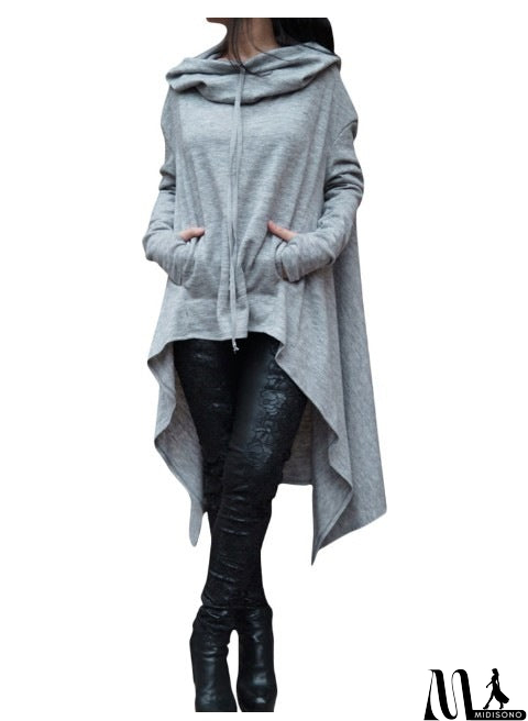 MidiSono - Irregular Hooded Sweater Top