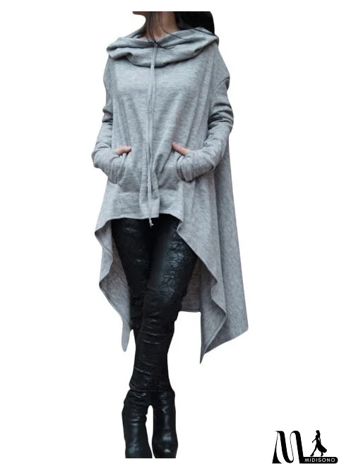 MidiSono - Irregular Hooded Sweater Top