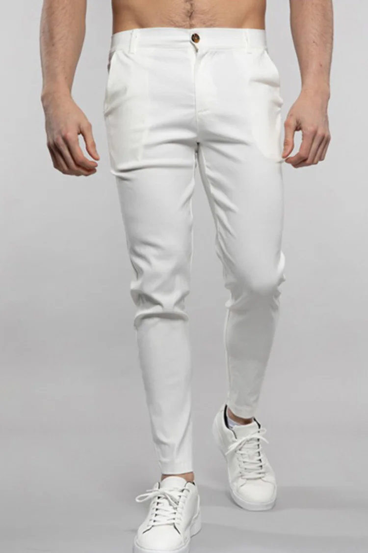 Tiboyz Men's Solid Color Casual Pencil Pants