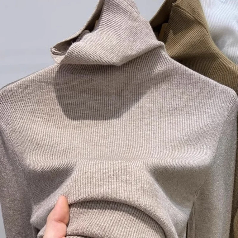 Uveng Uveng Soft-Sleeved Turtleneck Sweater Female Jacket In The 2024 Autumn And Winter Pile Collar Knitted Bottom Shirt Top