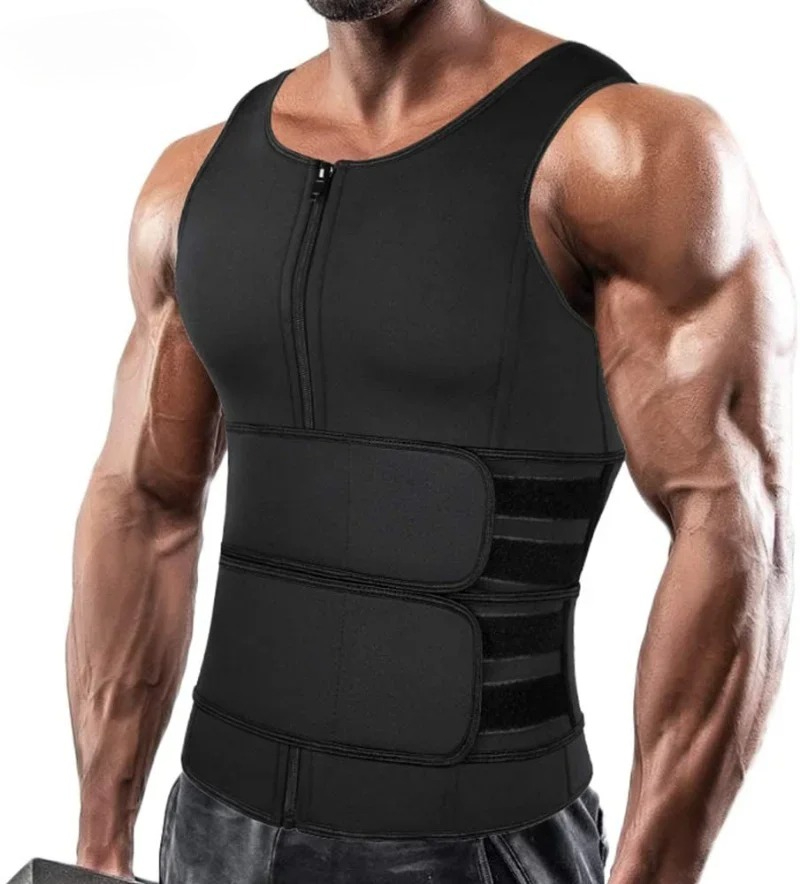 Likron Watches Likron Mens Neoprene Sauna Vest with Adjustable Waist Trainer Belt - Compression Tank Top for Weight Loss a...