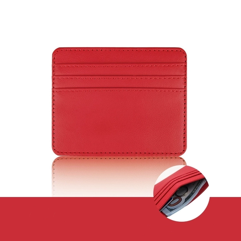 Unisex Solid Color Pu Leather Open Card Holders