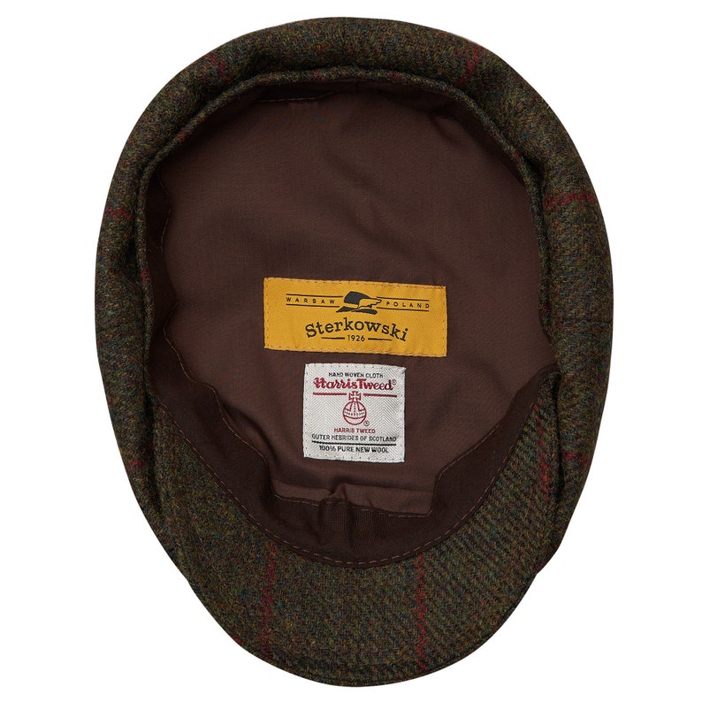 SHELBY Harris Tweed Genuine Scottish 8 Panels Newsboy PEAKED  Cap Applejack Bandit Hooligan Vintage Gangster Wool Fall Hat GREEN-RED