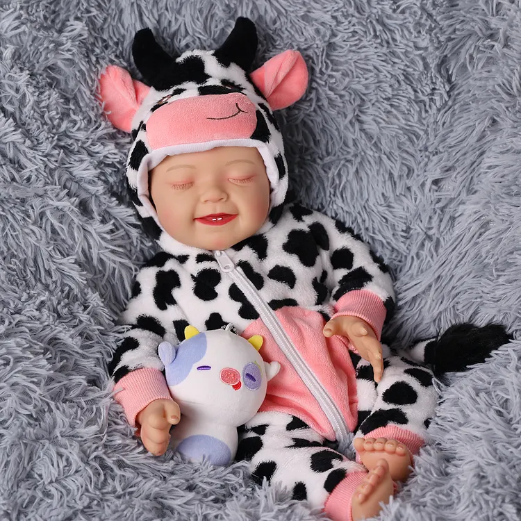 [Year Lowest Price] Babeside Leen 20" Reborn Baby Doll &ndash; Lifelike Vinyl Doll with Cute Cow Outfit & Sleeping Smile