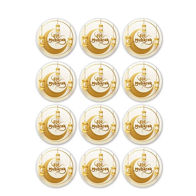 120pcs EID Mubarak Paper Sticker Gift Box Lable Seal Stickers Islamic Muslim Eid Al-fitr Decoration Ramadan Kareem Supplies 3cm