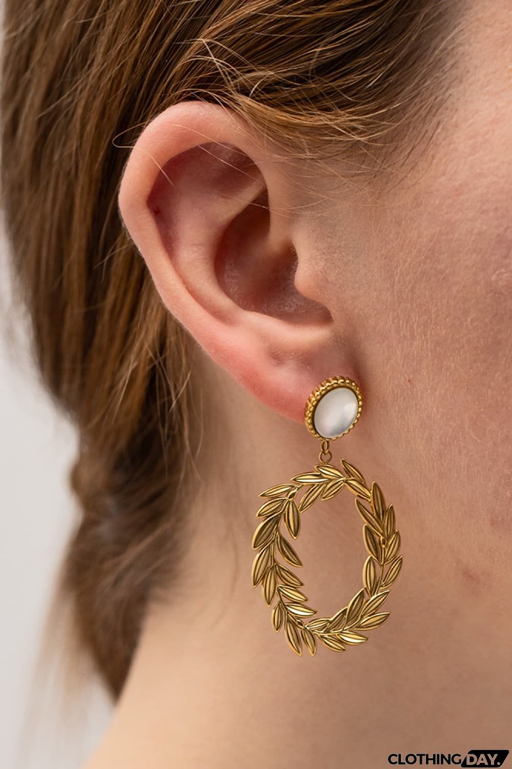 Stainless Steel Leaf-Shaped Drop Earrings