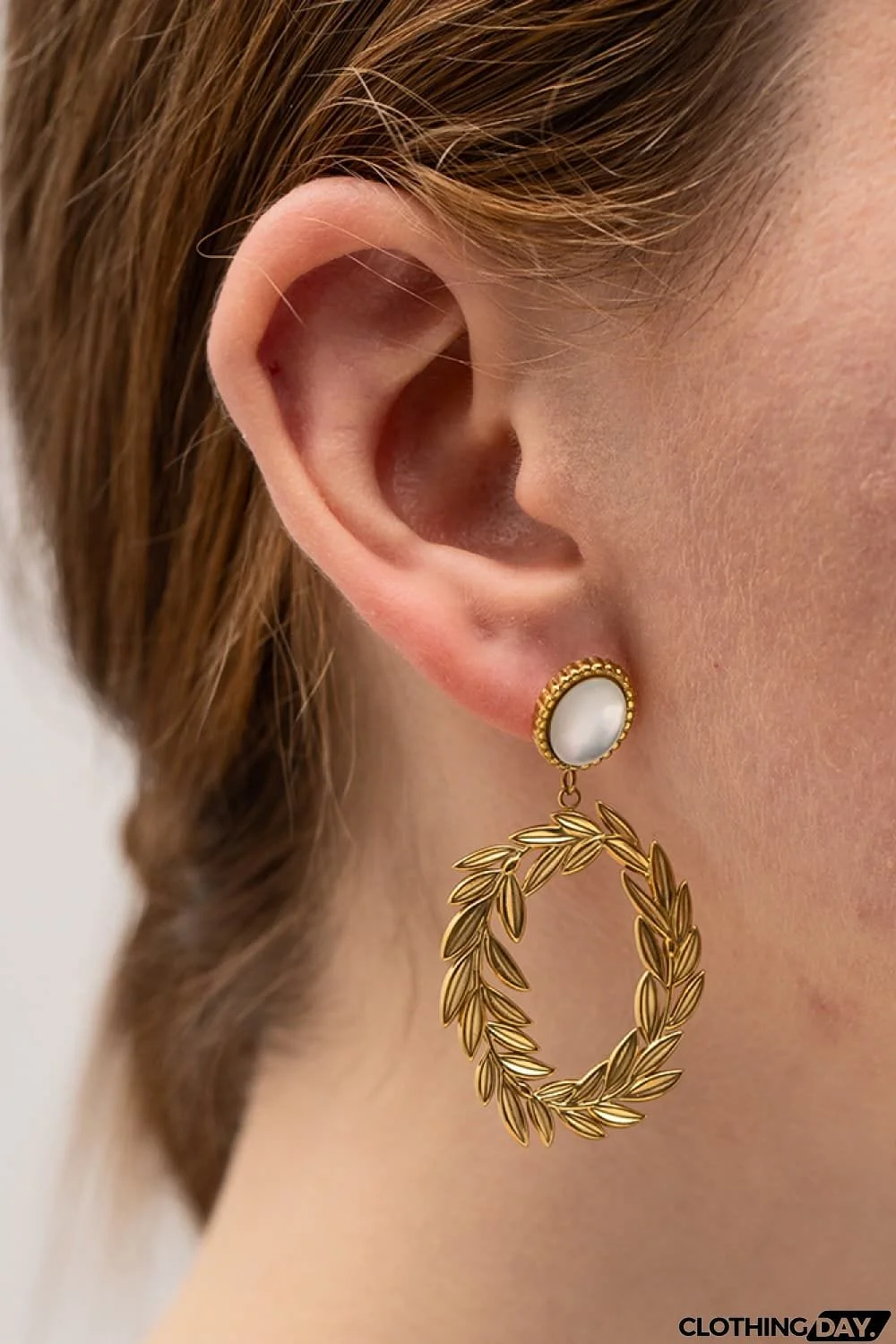 Stainless Steel Leaf-Shaped Drop Earrings