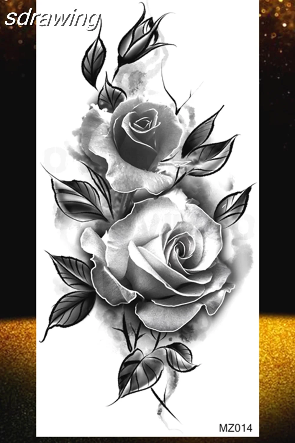 Sdrawing Rose Flower Temporary Tattoos Fake Waterproof Tatoo Body Art Arm Leg Floral Peony Bloosom Tattoo Stickers Makeup 319-1