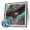 Lakeside Blue Bead Black Lady Special Shaped 5D DIY Partial Drill Diamond Art Kit 30x30cm Diamonds Dots Gem Art Kits for Adults Home Decor