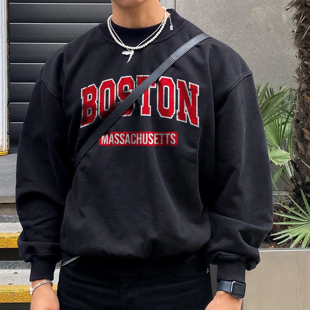 Boston Printed Crew Neck Sweatshirt