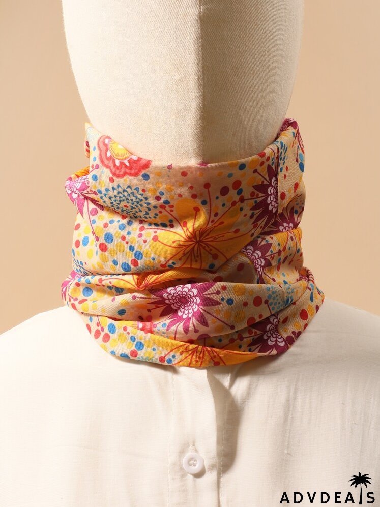 Floral& Polka Dot Print Neck Gaiter