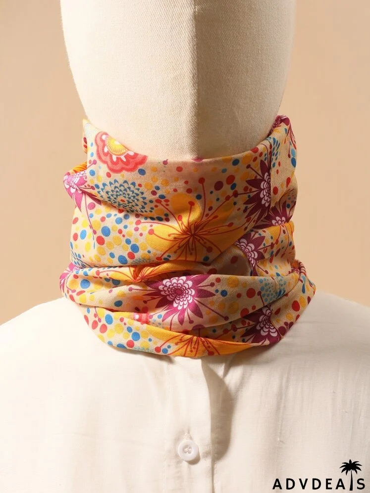 Floral& Polka Dot Print Neck Gaiter