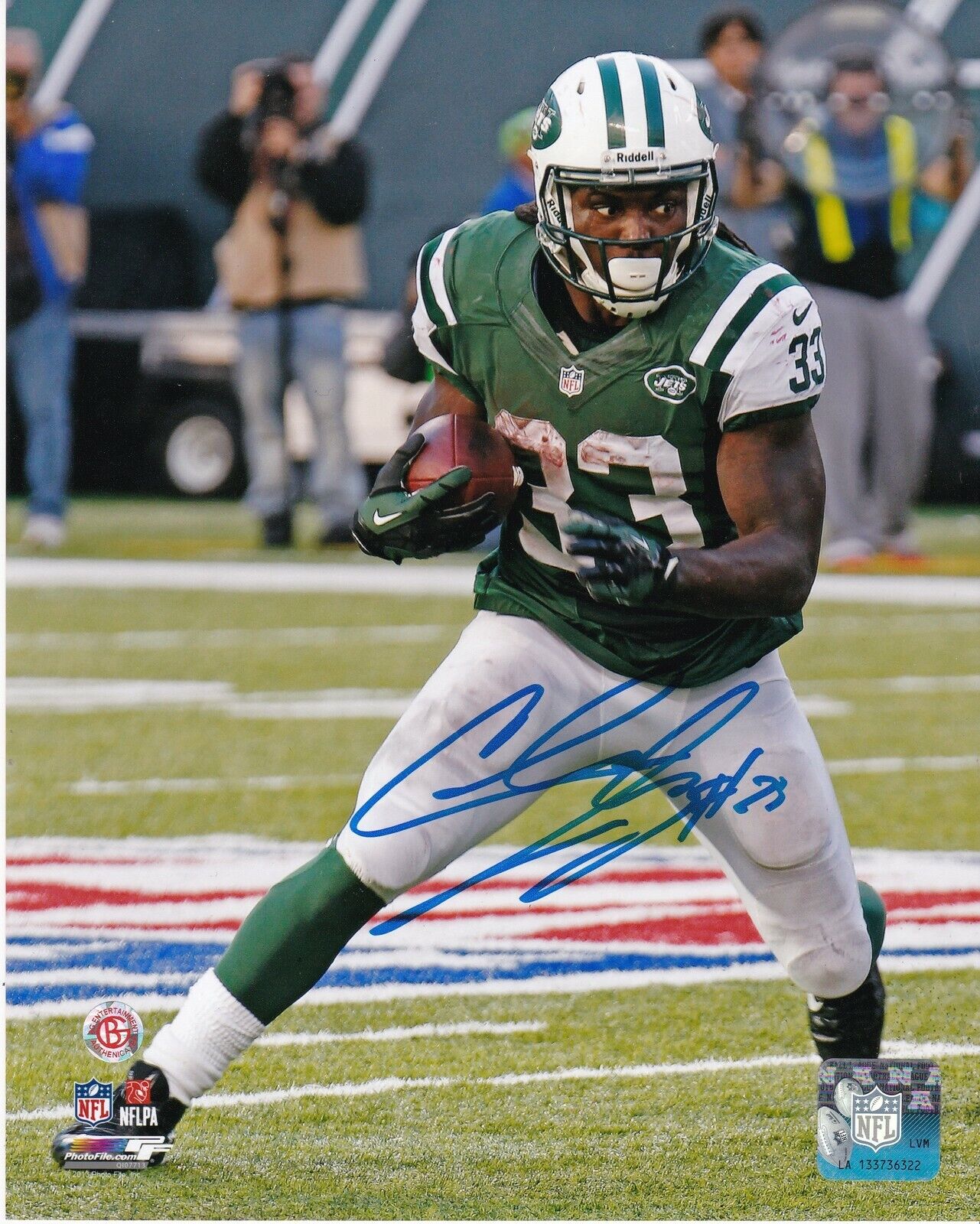 CHRIS IVORY NEW YORK JETS ACTION SIGNED 8x10