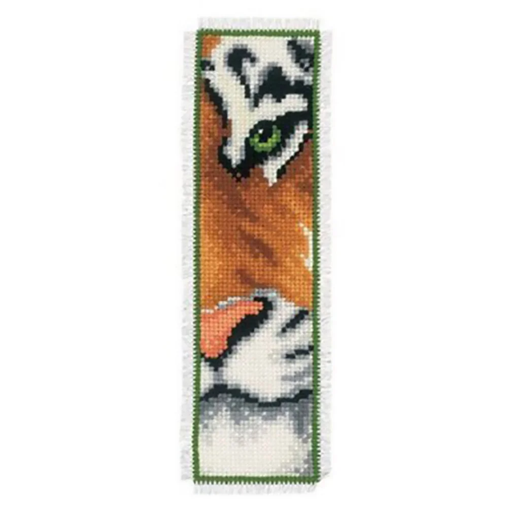 14ct 2-Strand Double-sided Counted Cross Stitch Bookmark - Tiger(18*6cm)