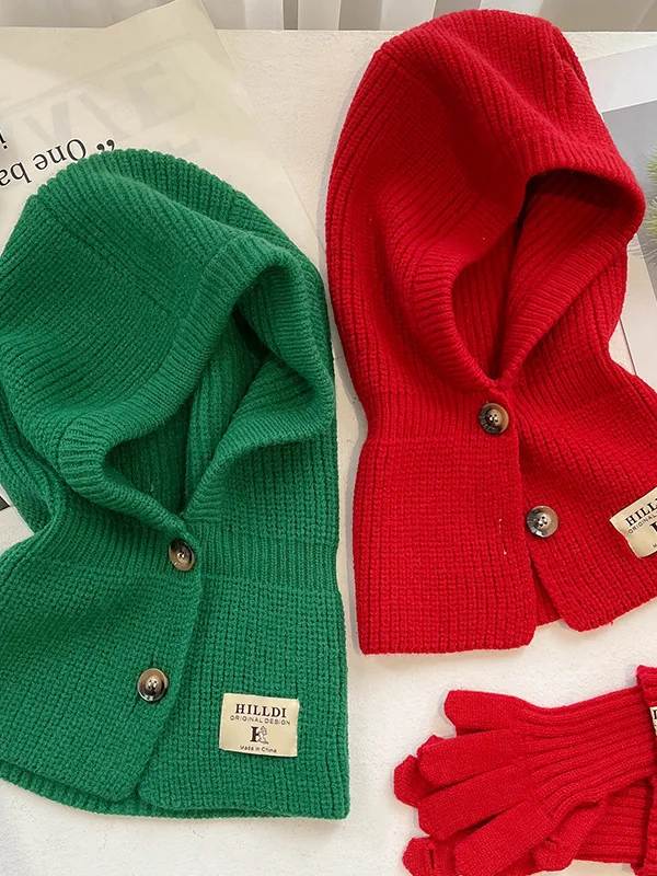 Minimalist Buttoned Keep Warm Pure Color Hats&Caps