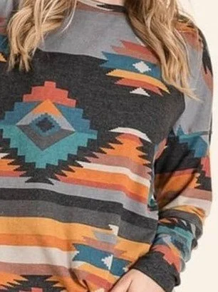 Aztec Casual Cotton Blouse & Shirts