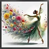 Flower Green Dress Girl-11CT Stamped Cross Stitch 40*40cm tapestrymarket
