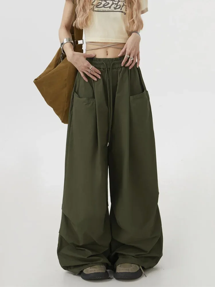 Iplaynox Y2K Streetwear Cargo Pants Women High Waist Vintage Loose Straight Trousers Harajuku Hip Hop Retro American Wide Leg Pants