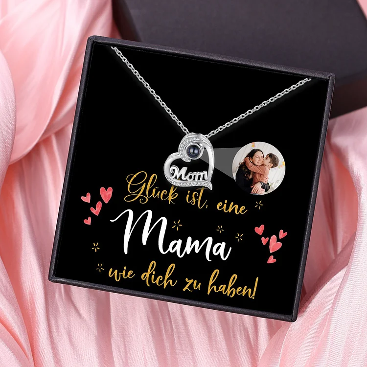 Kettenmachen Personalisierte Foto Herz Mom Projektion Halskette-Glück ist eine Mama wie dich zu haben-Geschenk mit Nachrichtenkarte