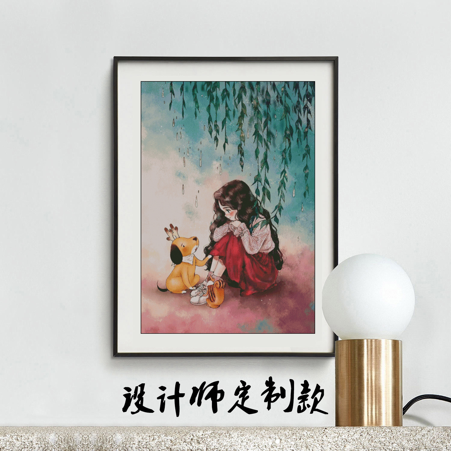 [JJ2041-Mori girl girl under the willow tree]  Painting Fairy Cross Stitch