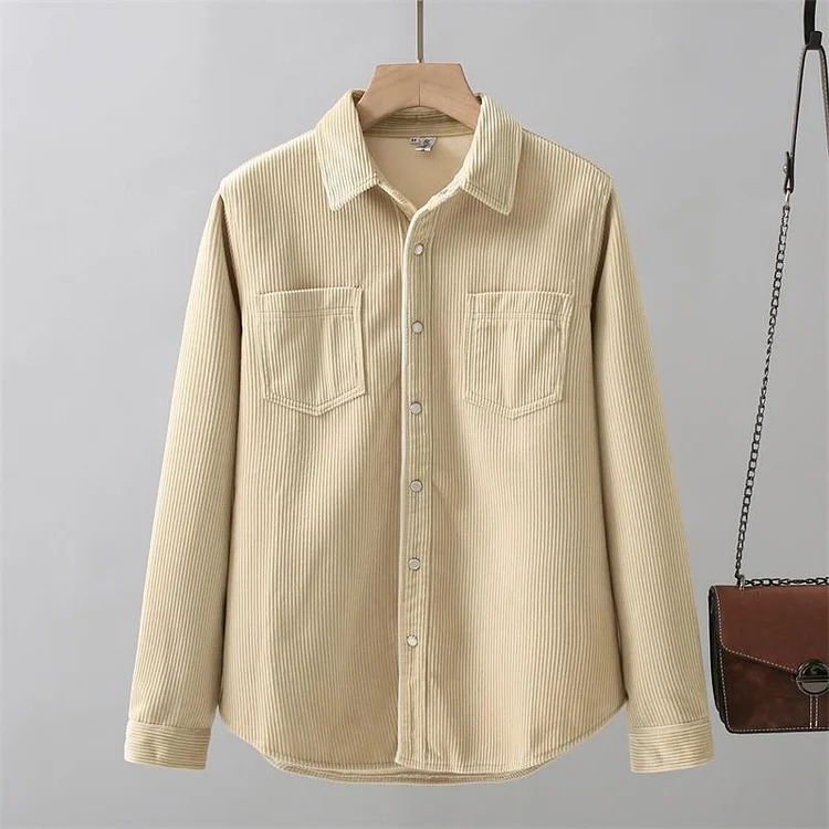 2025 Thickened Fleece-Lined Women's Corduroy Slim Fit Warm Shirt