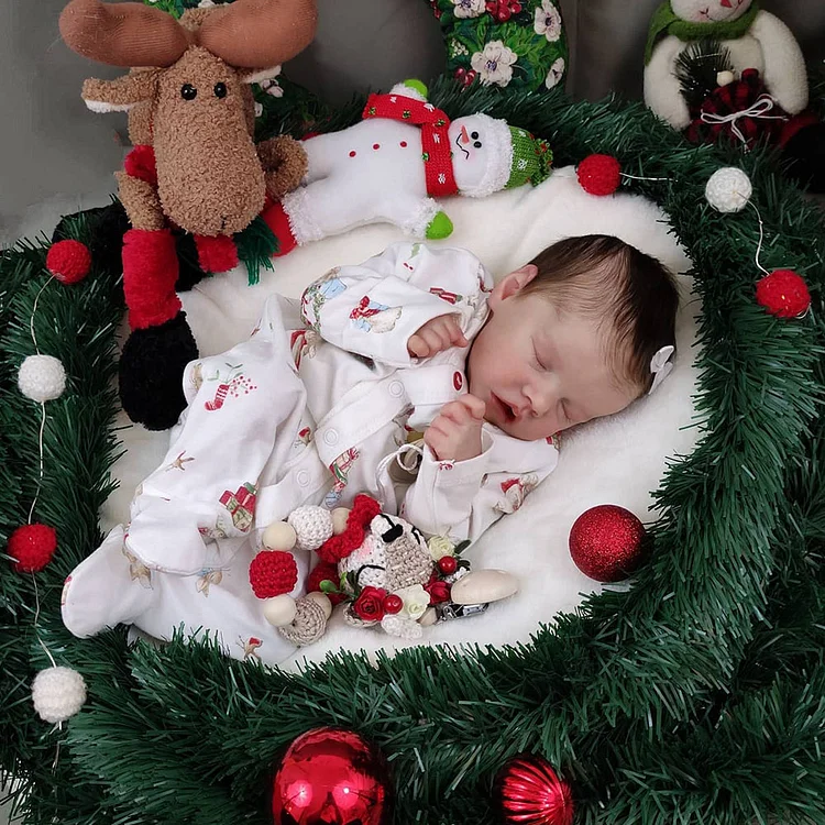 🎄17'' Soft Silicone Body Reborn Baby Girl Eileen Reborn Doll With Festival Outfits🎄