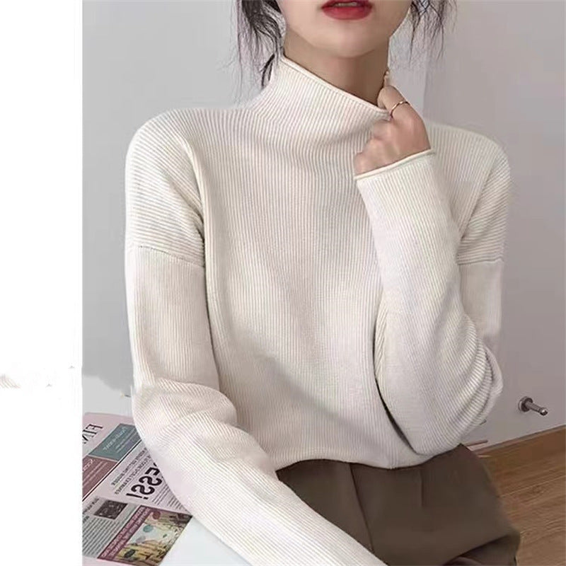 Aiertu cold weather outfits Women's Half Turtleneck Bottoming Shirt Autumn and Winter Inner Wear Lazy Style Sweater High-Grade Soft Glutinous Loose Knitted Top aiertu