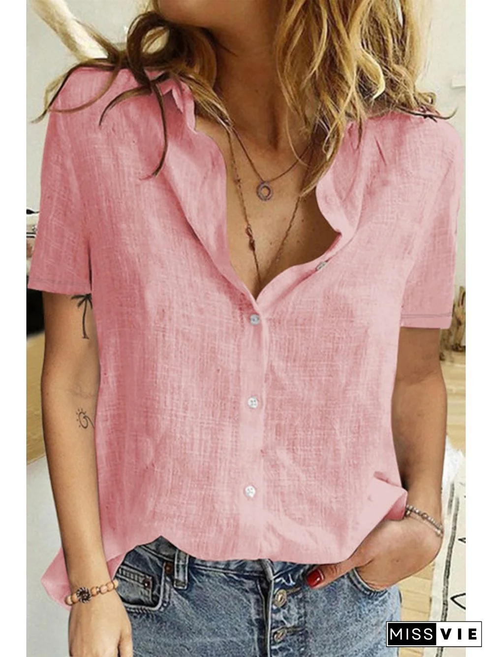 Short Sleeve Button Down Shirt P14763