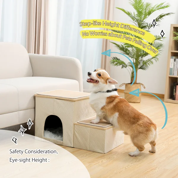 2 In1 Pet Stairs With Dog/Cat House