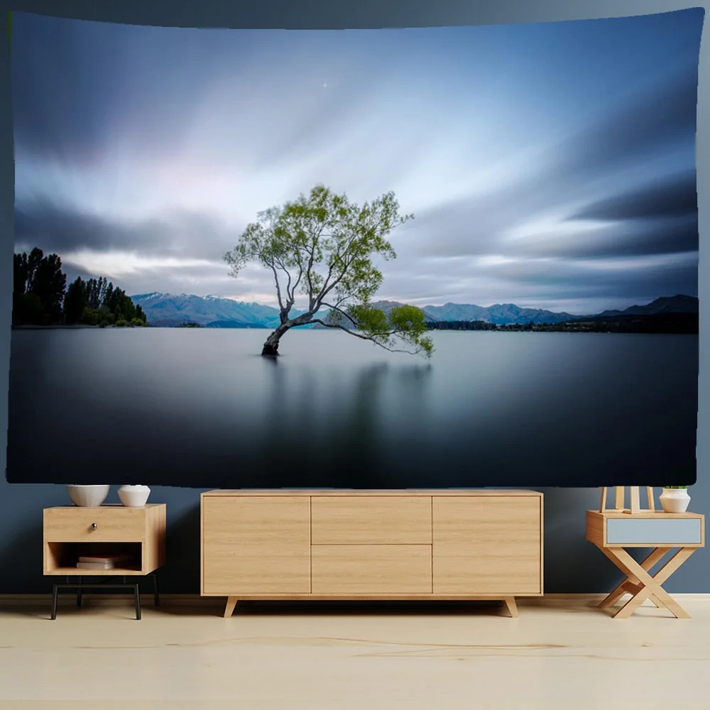 Landscape Painting Tapestry Wall Hanging Colorful Natural Scenery Bohemian Travel Mattress Studio Living Room Art Decor