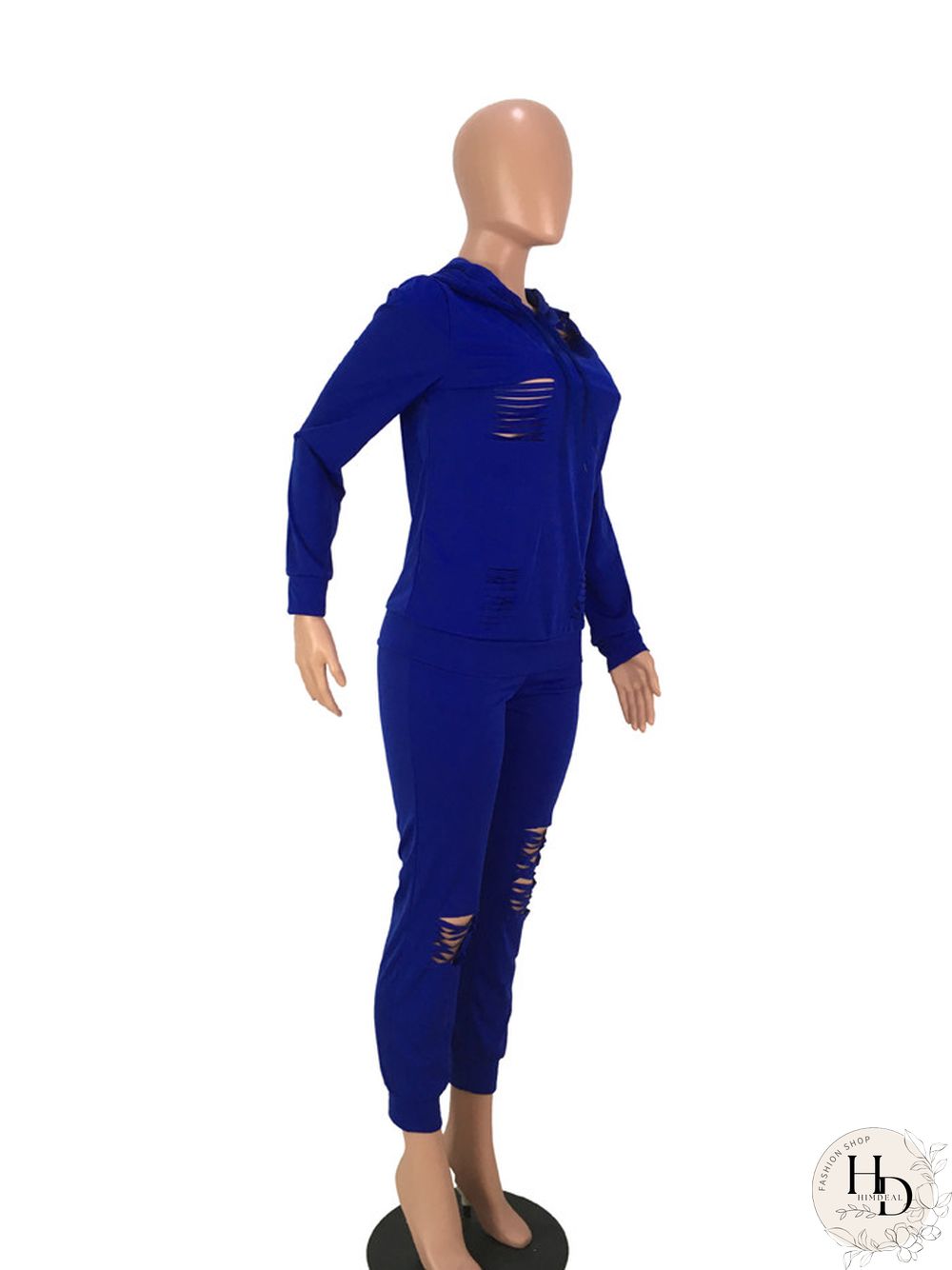 Royal blue Drawstring Mid Solid pencil Two-piece suit