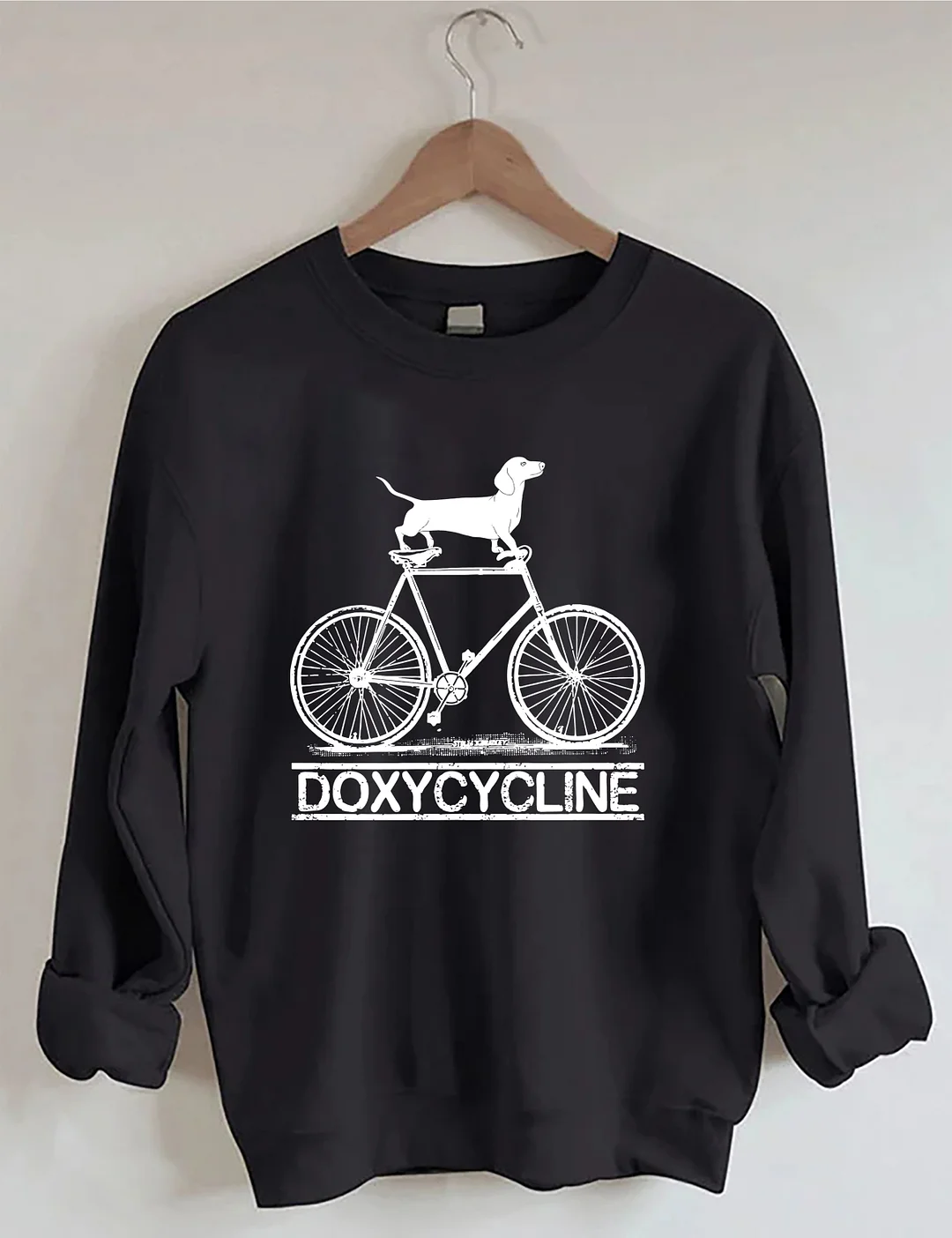 Doxycycline Dachshund On Bicycle Pharmacists Sweatshirt