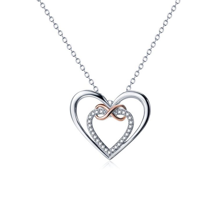 For Granddaughter - S925 Grandmother and Granddaughter A link That Can Never be Undone Heart to Heart Necklace