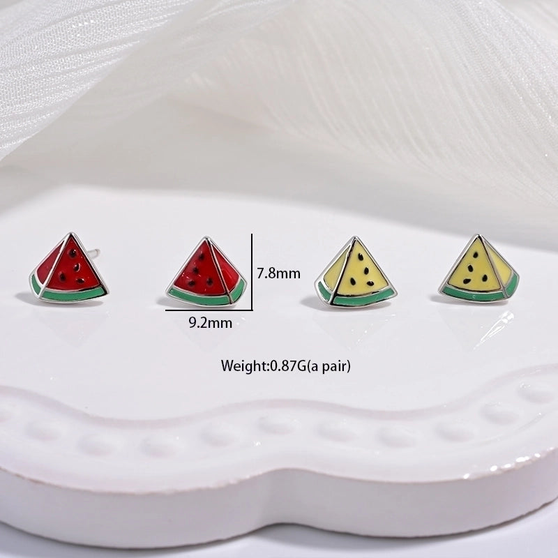 1 Pair 22K Gold Plated Rhodium Plated 925 Sterling Silver 925 Sterling Silver Earrings Peach Carrot Apple Ear Studs