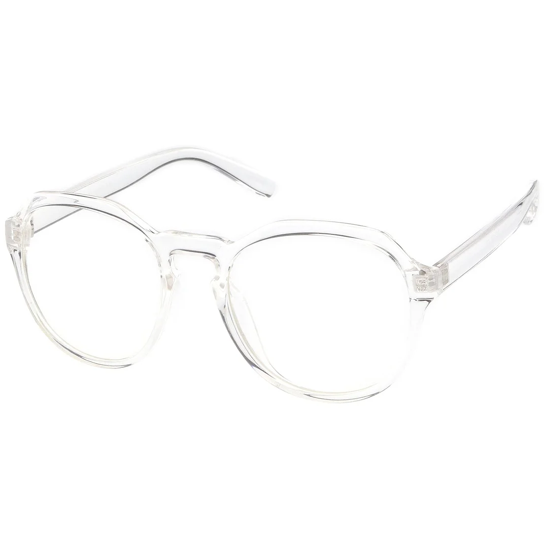 Modern Keyhole Nose Bridge Clear Lens Round Eyeglasses 55mm