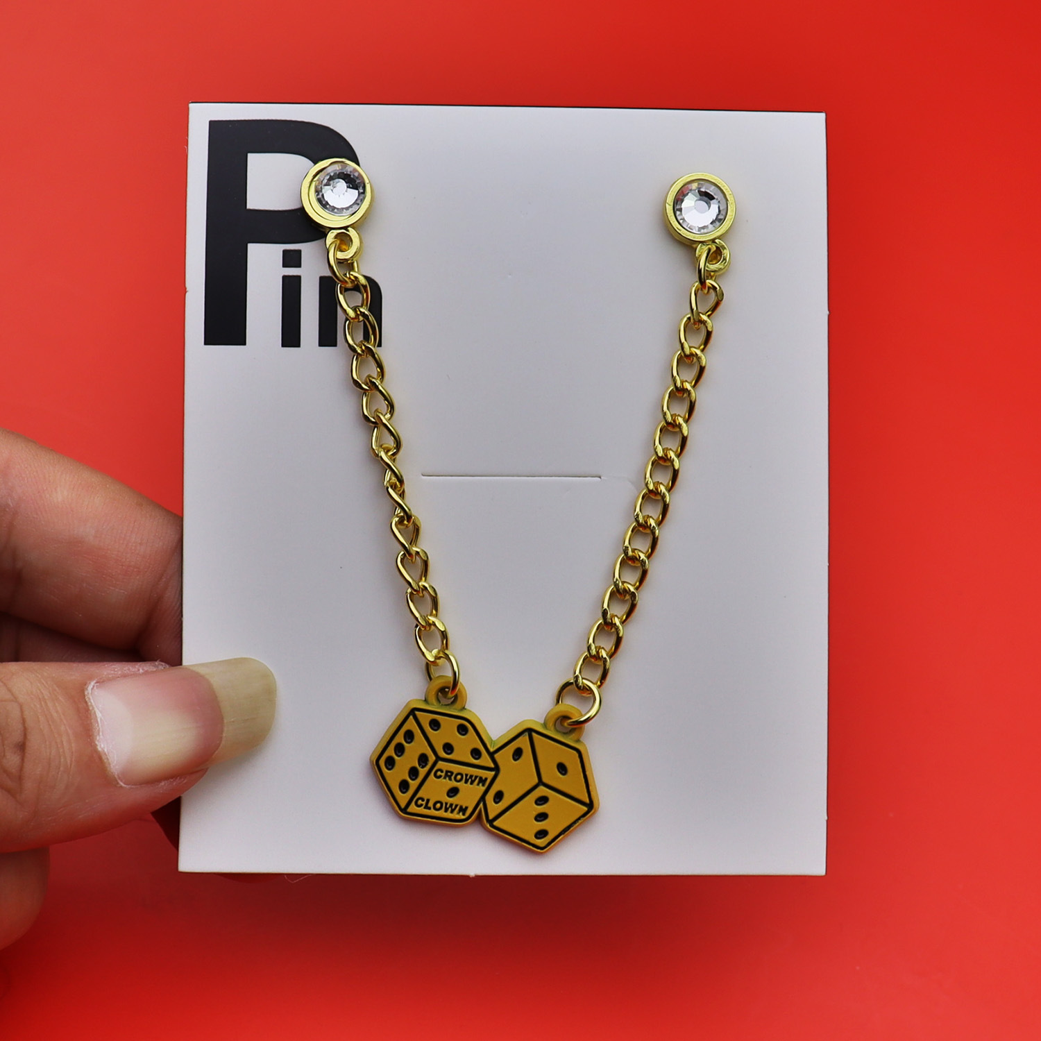 NEW GOLD "rubik's Cube" CHAIN W/ RHINESTONES VERY LIMITED