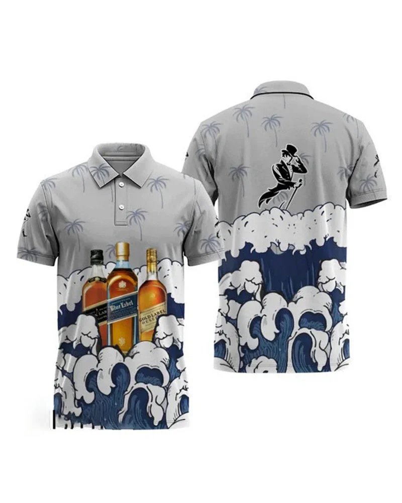 Men's Casual Summer Waves Polo Shirt04