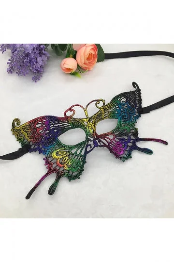Sexy Butterfly Gilding Lace Half Face Eyes Mask For Halloween Party-elleschic