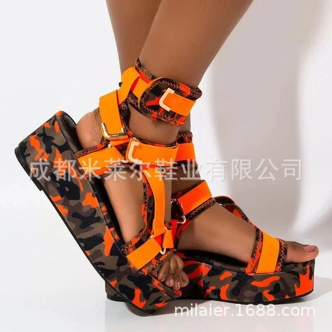 2021 Fashion High Top Platform Sandals Women Shoes Summer Super High Heels Ladies Casual Shoes Wedge Chunky Gladiator Sandals