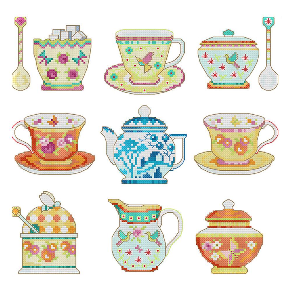 

Tea Set - 14CT Stamped Cross Stitch - 33*32cm, 501 Original