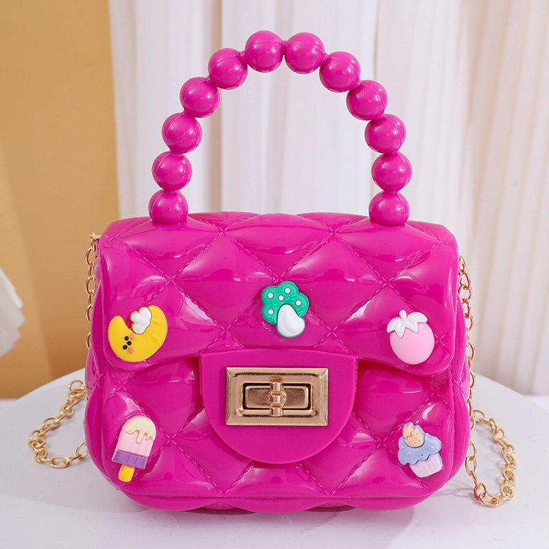 Women’s Small PVC Color Block Streetwear Square Lock Clasp Handbag