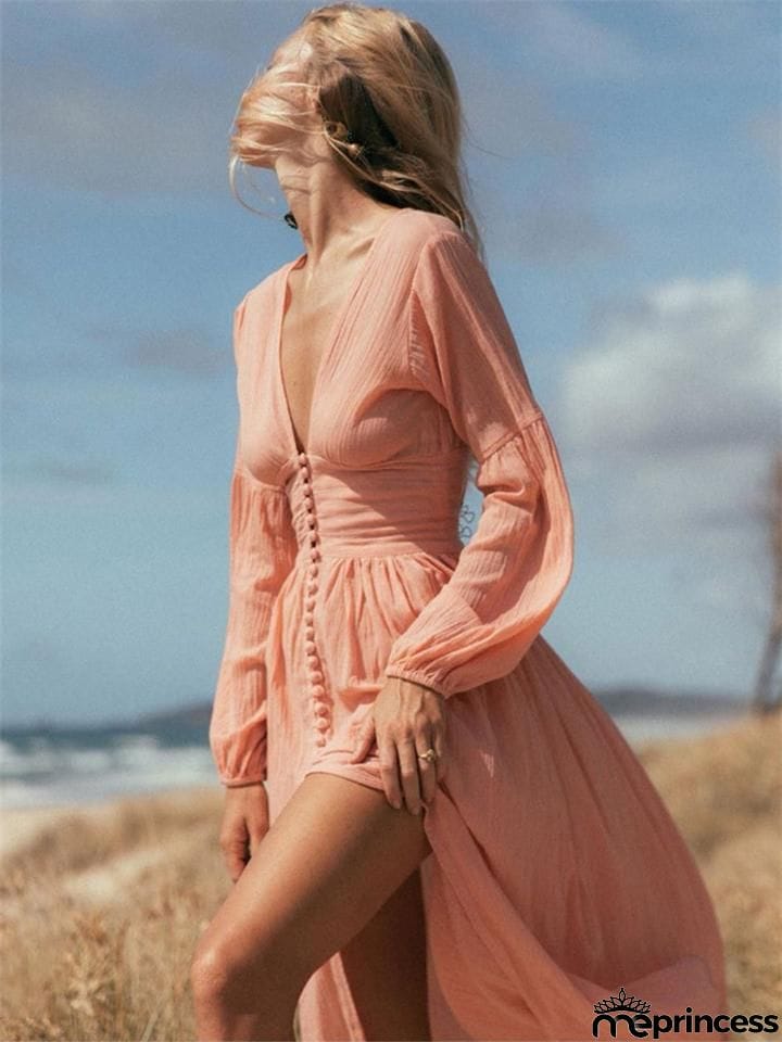 French Style Long Sleeve Maxi Dress